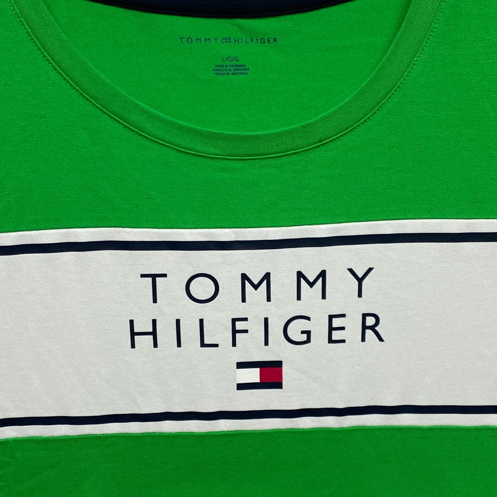 Tommy Hilfiger Womens Green Logo Stripe T-Shirt Mini Dress L New - Picture 6 of 6